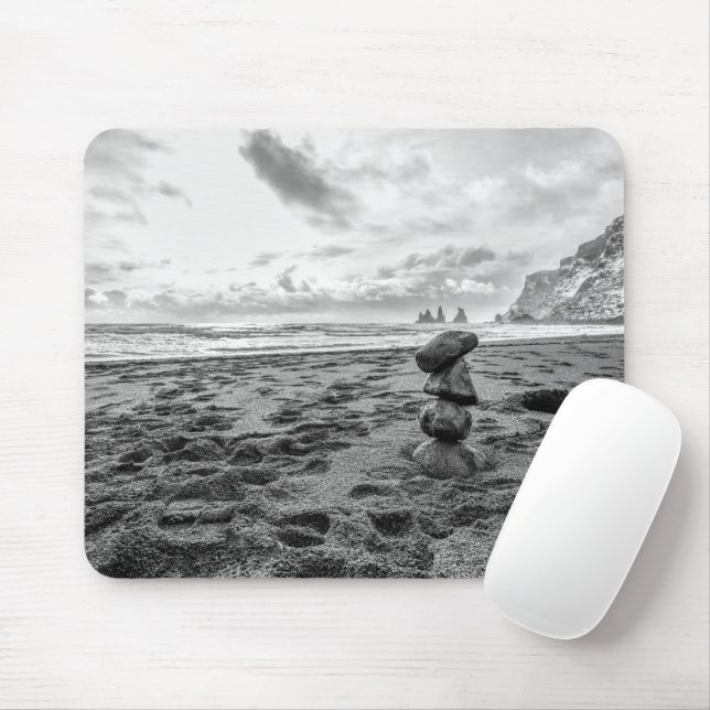 Serene Beach Cairn Mouse Mat (With Mouse)