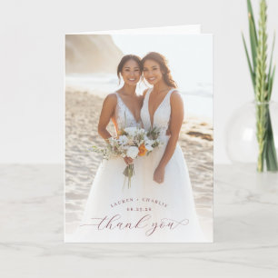 Serene Beach Elegante Photo Thank You Card