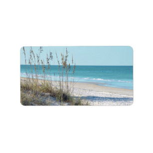 Serene Beach Sea Oats & Blue Water Label