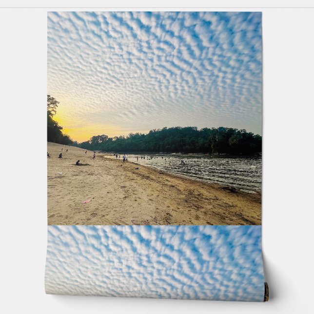 Serene Beach Sunset Wallpaper - Blue Skies and End (Unrolling)