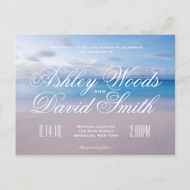 Serene Beach Wedding Invitation Postcard (Front)