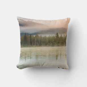 Serene beautiful lake in morning mountains, Oregon Cushion