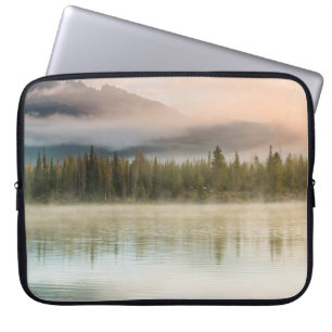 Serene beautiful lake in morning mountains, Oregon Laptop Sleeve