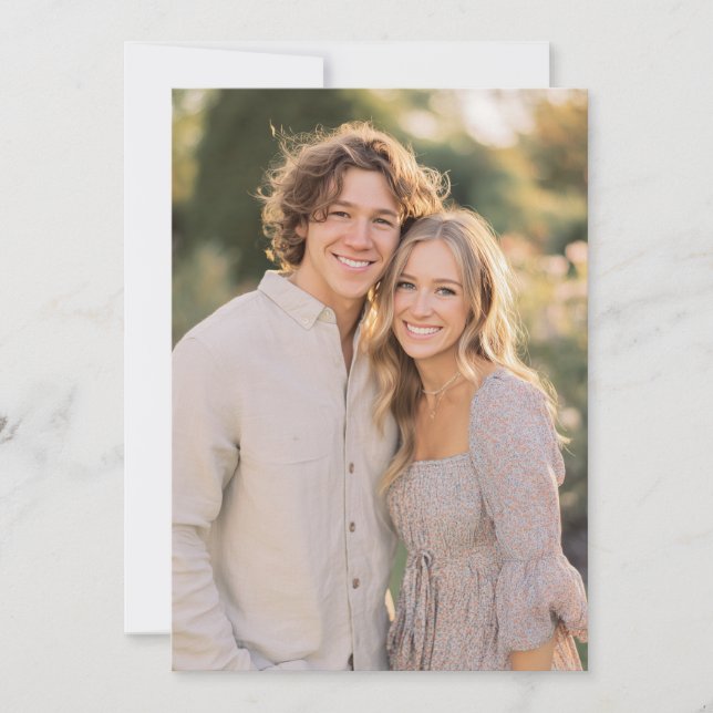Serene Beige Floral Photo Invitation (Front)