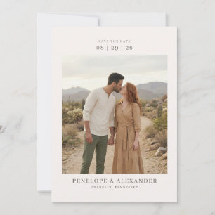 Serene Beige Minimalist Photo Save The Date