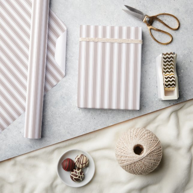 Serene Beige Minimalist Vertical Stripes Wrapping Paper (Crafts)