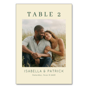 Serene Beige Rustic Photo Table Number