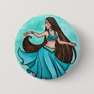 Serene Belly Dancer in Teal                        6 Cm Round Badge