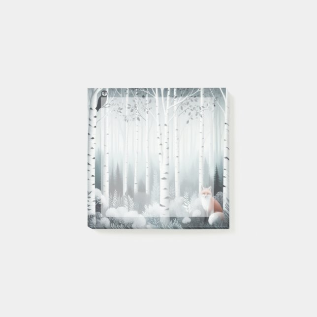 Serene Birchwood Forest Desk Notes - Post-It Notes (Front)