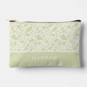 Serene Birds & Florals Monogrammed Accessory Pouch