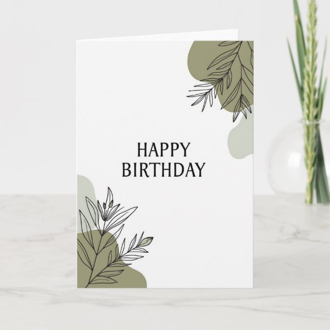Serene Birthday Green Shapes Card (Front)