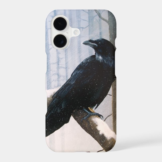 Serene Black Raven Snow Winter Forest  (Back)