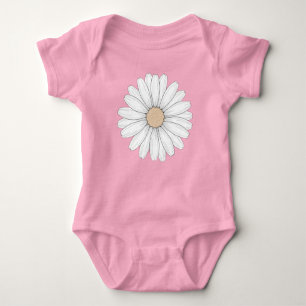 Serene Bloom - Daisy Flower Delicate Illustration Baby Bodysuit
