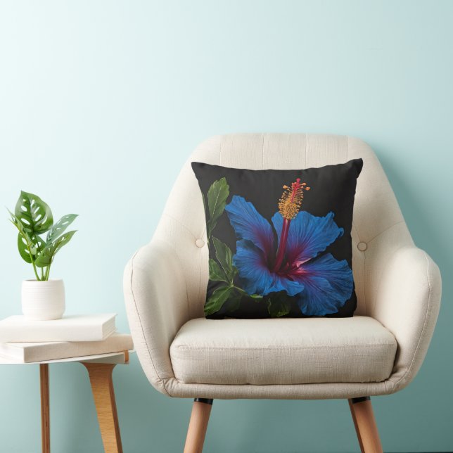 "Serene Bloom: The Beauty of Blue Hibiscus Flowers Cushion (Chair)