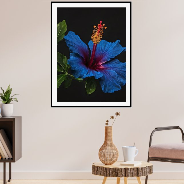 "Serene Bloom: The Beauty of Blue Hibiscus Flowers Poster (Living Room 3)