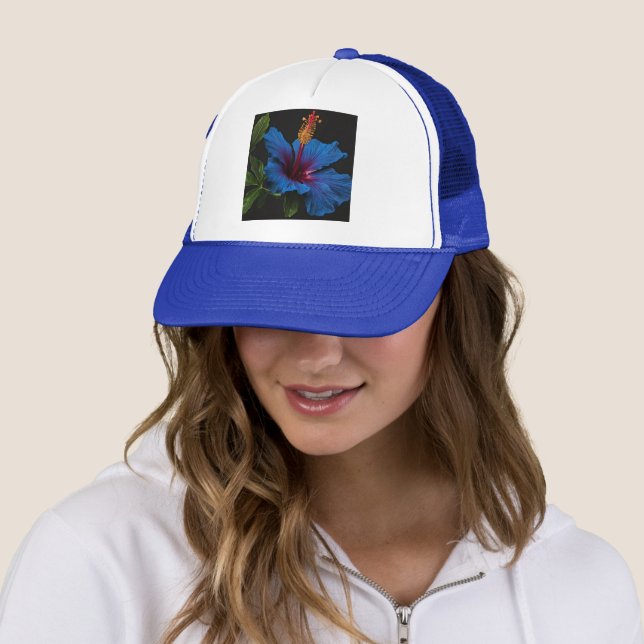 "Serene Bloom: The Beauty of Blue Hibiscus Flowers Trucker Hat (In Situ)