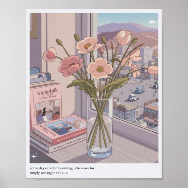 Serene Bloom Window View Art Print (Front)