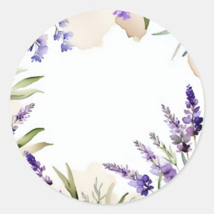 Serene Blooms Watercolor Lavender Classic Round Sticker