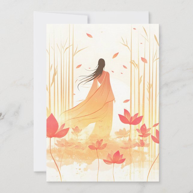 Serene Blossom Lotus Garden Holiday Card (Front)