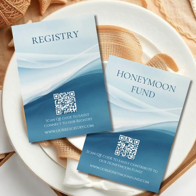 Serene Blue Abstract Beach Wedding Registry Enclosure Card (Serene Blue Abstract Beach Wedding Registry Enclosure Card)