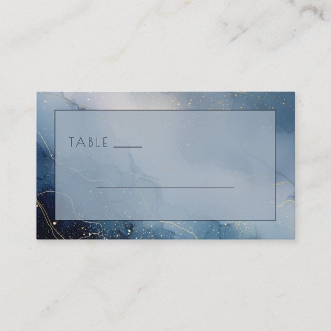Serene Blue Abstract Cosmic Place Card (Front)
