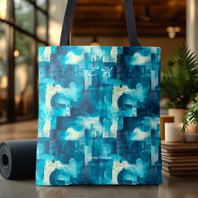 Serene Blue Abstract Personalised Tote Bag (Creator Uploaded)
