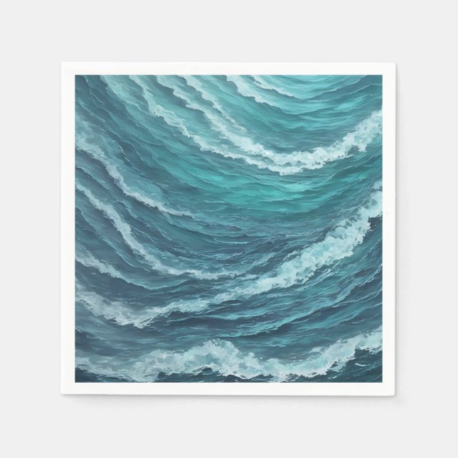 Serene Blue and Green Abstract Napkin (Front)