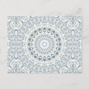 Serene Blue and Green Mandala Pattern Design Postcard