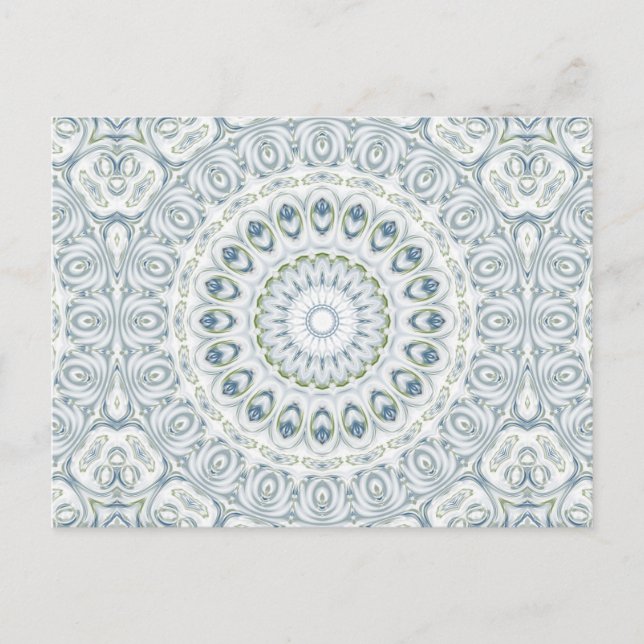 Serene Blue and Green Mandala Pattern Design Postcard (Front)