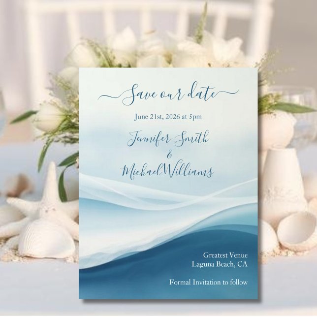 Serene Blue Beach  Save The Date (Serene Blue Beach  Save The Date )