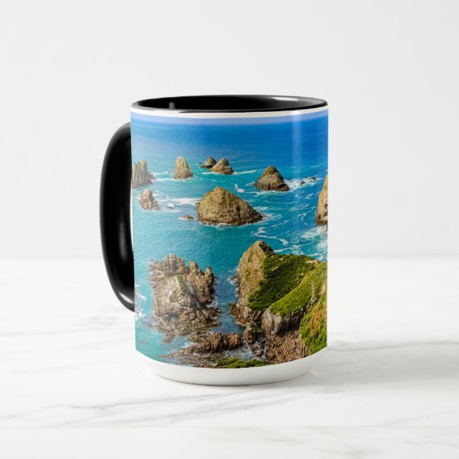 Serene Blue Coastal Nugget Point Landscape Photo Mug (Front Left)