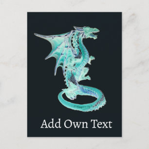Serene Blue Dragon In Sky Magical Fantasy Creature Postcard