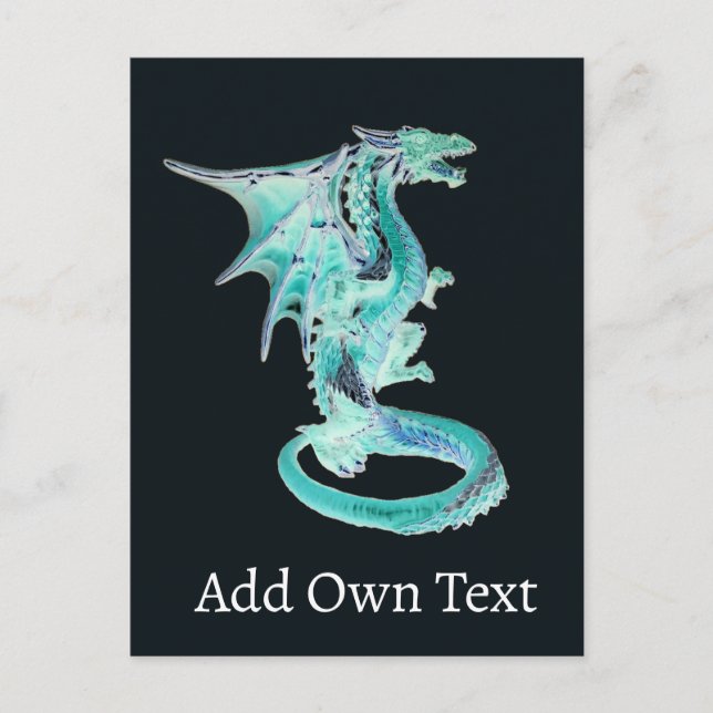 Serene Blue Dragon In Sky Magical Fantasy Creature Postcard (Front)