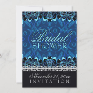 Serene Blue Eastern Tribal Batik Bridal Shower Invitation