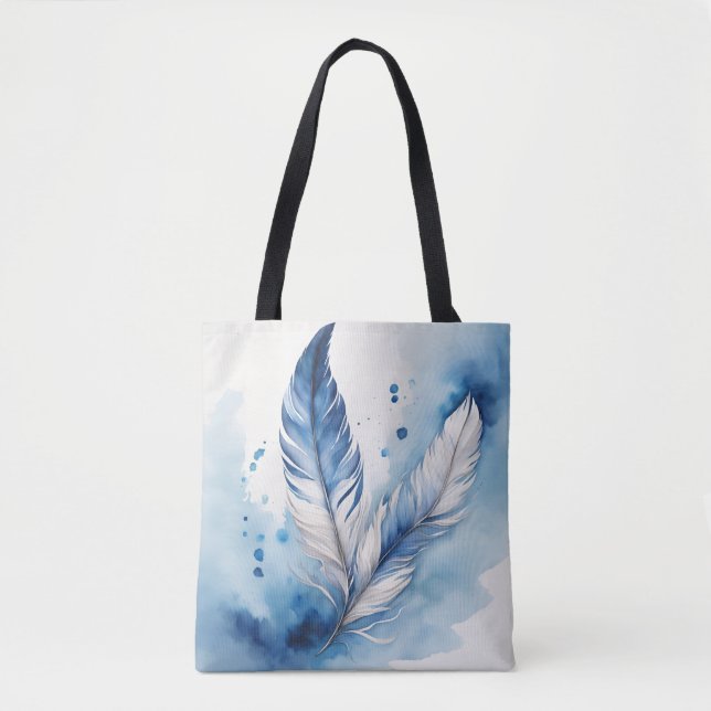 Serene Blue Feather  Tote Bag (Front)