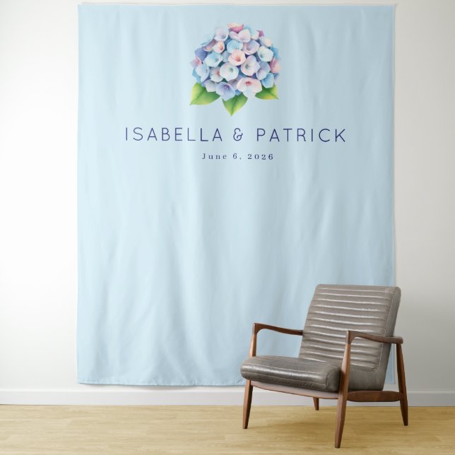 Serene Blue Floral Bouquet Tapestry (In Situ)