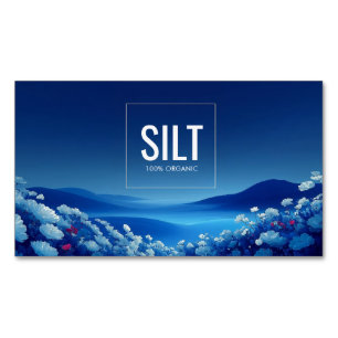 Serene Blue Floral Landscape Pink Accent Magnetic Business Card