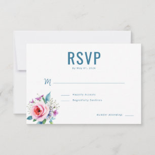 Serene Blue Floral RSVP Card