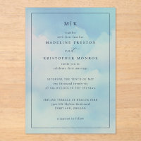 Serene Blue Gradient Wedding Invitation