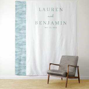 Serene Blue-Green Wave Tapestry