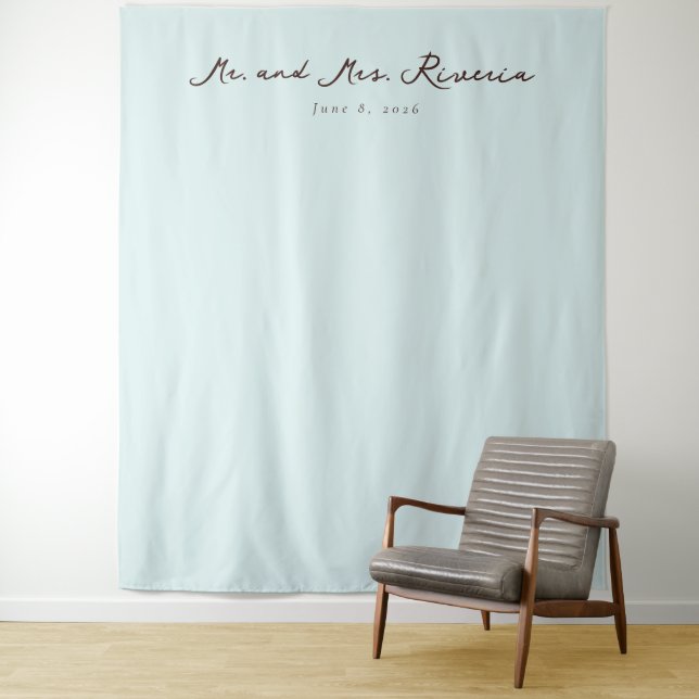 Serene Blue Minimalist Calligraphy Tapestry (In Situ)