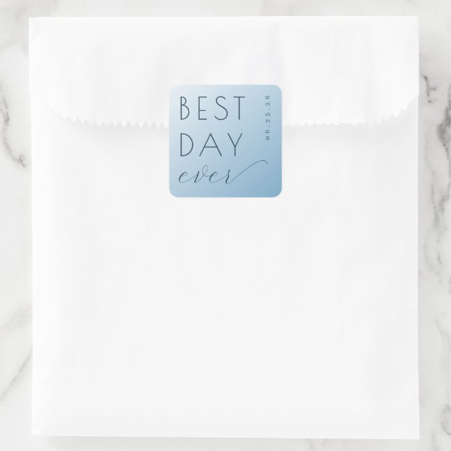 Serene Blue Minimalist Celebration Square Sticker (Bag)