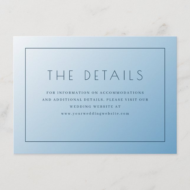 Serene Blue Minimalist Details Enclosure Card (Front)