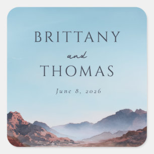 Serene Blue Minimalist Landscape Square Sticker