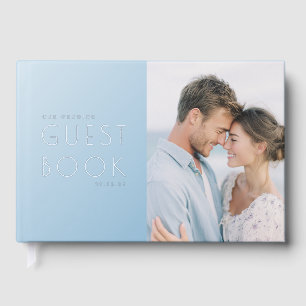 Serene Blue Minimalist Photo Guest Book