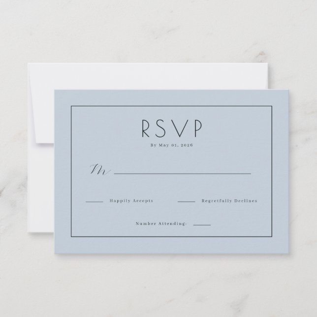 Serene Blue Minimalist RSVP Card (Front)