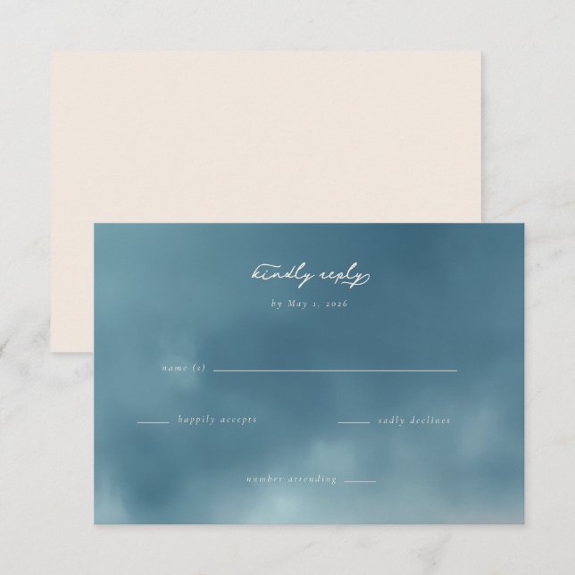 Serene Blue Minimalist RSVP Card (Front/Back)