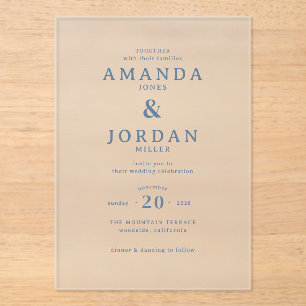 Serene Blue Minimalist Wedding Invitation