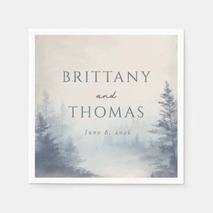 Serene Blue Misty Forest Napkin