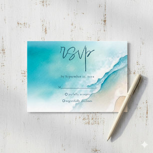 Serene Blue Ocean Beach RSVP Response Cards